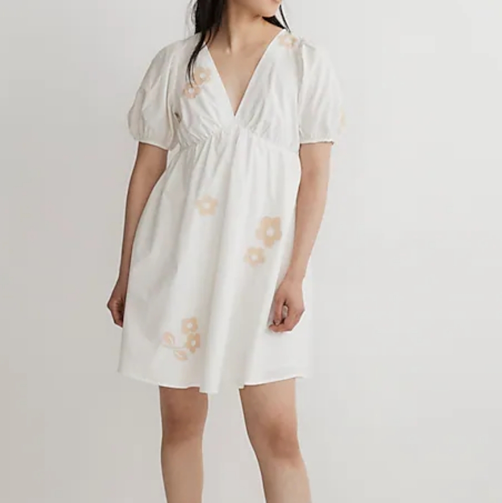Madewell Annamarie Floral Cotton Applique Puff Sleeve Summer Dress Size 6